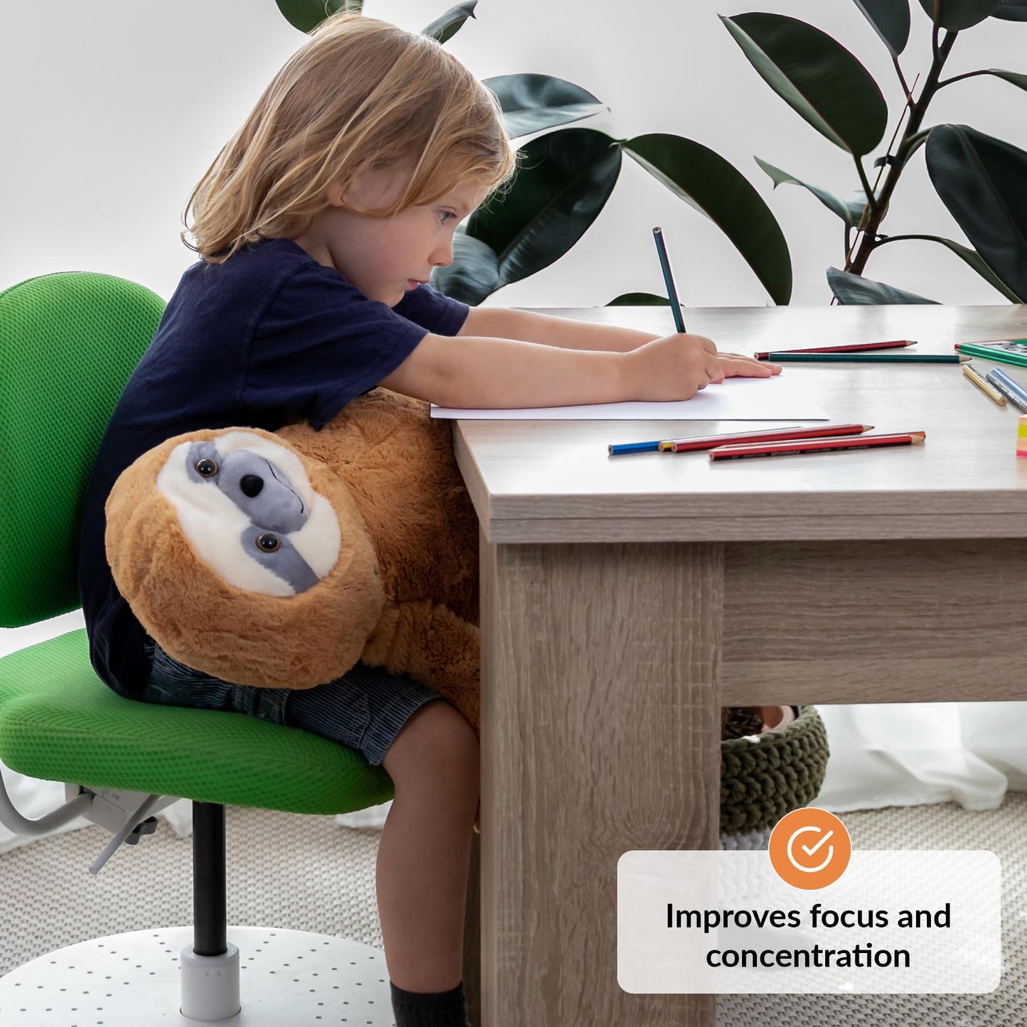 ODOXIA Weighted Plush Animal Sloth | 5 Lbs | Brown | Calming & Comforting | Machine Washable | Carrying Bag Included