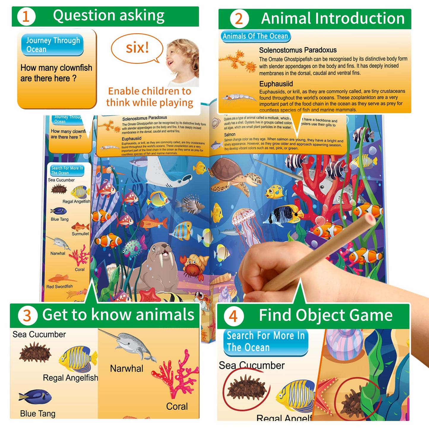 Elfew 4 Pack Search And Find Activity Book For Kids Ages 3-5 4-8 8-12, Travel Game Car Game,Travel Toys For Road Trip Airplane Activities,Over 240 Fun Animal Knowledge