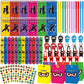 84pcs Karate Party Favor Colorful Karate Paper Bag Notepad Pen Slap Bracelets Key Chain TPR Stretchy Flying Toys Stickers Karate