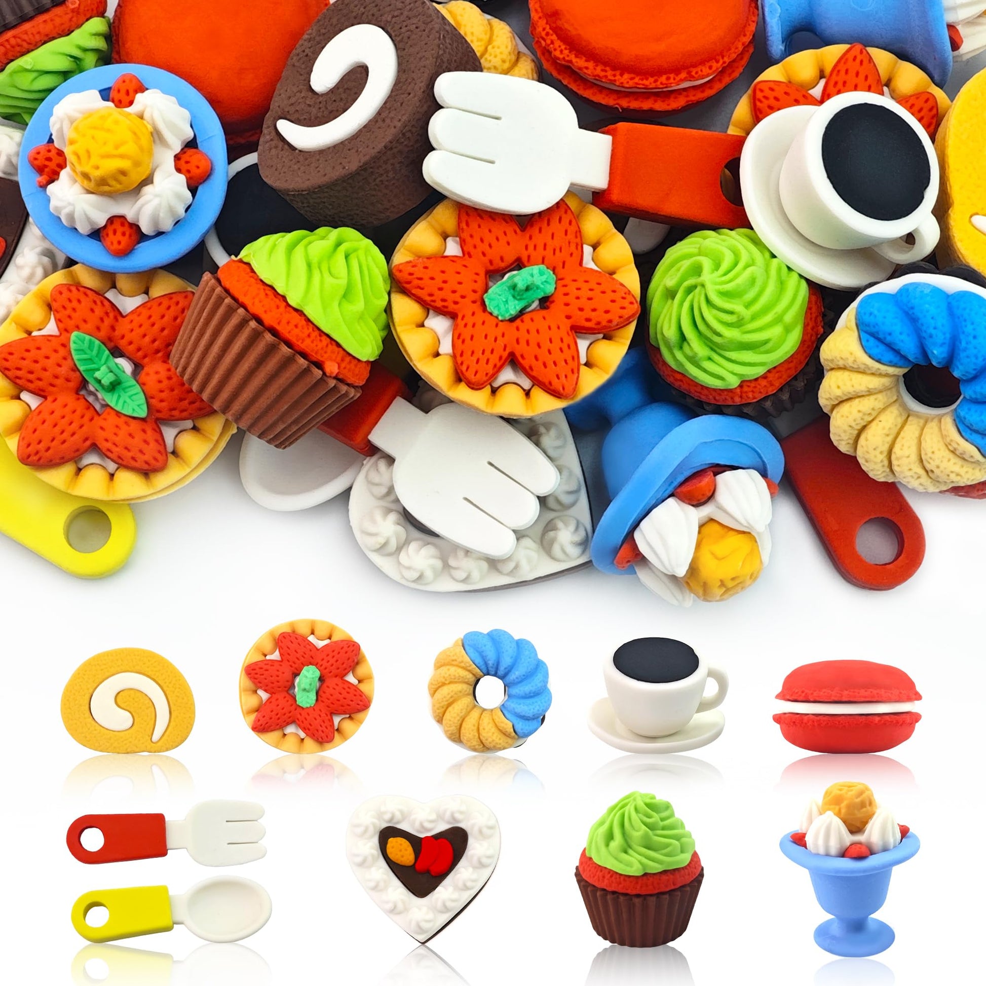 30 pcs Afternoon Tea Erasers for Kids,3D Take Apart Pencil Erasers Puzzle Eraser Classroom Prizes for Kids Desk Pets,Class Treas