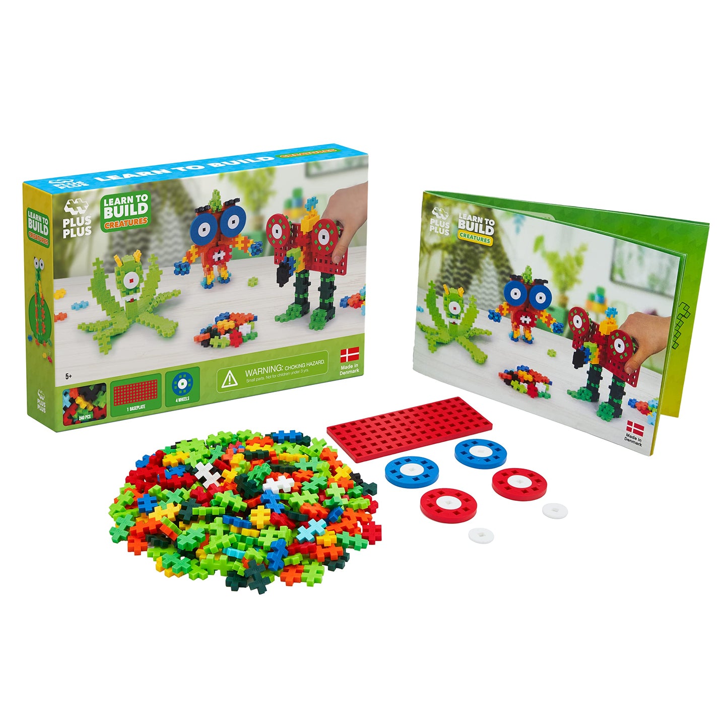 Plus Plus Learn To Build Set, 240 Mini Interlocking Building Blocks, 3D Puzzle Stem & Art Kit Playset - Creatures