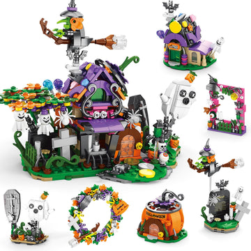 Qesfir Haunted House Building Blocks Set - Christmas Building Toys Kit For Kids Halloween Displayable Model Thanksgiving Gift Fo