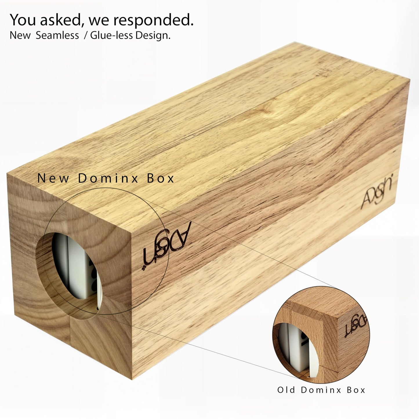 Domino Game Set Of 28 | Professional Double 6S | Multi-Use Box | Trays To Stand Tiles | By Adesign+ (Solid Wood)