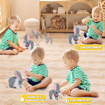 Cute Hopping Rabbit Stuffed Animal For Kids, Interactive Bunny Plush With Jumping, Wiggling Ears, And Sounds, Ideal Bunny Toy For Kids Aged 3-7, Perfect For Easter, Birthday