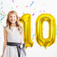 Isndare 40 Inch Number Balloons 10, Gold Helium Foil Number 10 Balloons, Large Number Balloon Age Balloon For Boys Girls Birthda