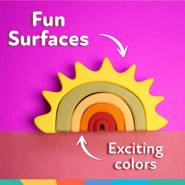 Nuby Soft Silicone Stackable Sun Interactive Toy For Early Development, Creativity, 12+ Months