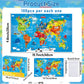 4 Packs 100Pcs World USA Map Puzzles for Kids Ages 4-6 Solar System Earth Exploration Jigsaw Puzzles Xmas Party Supplies World M