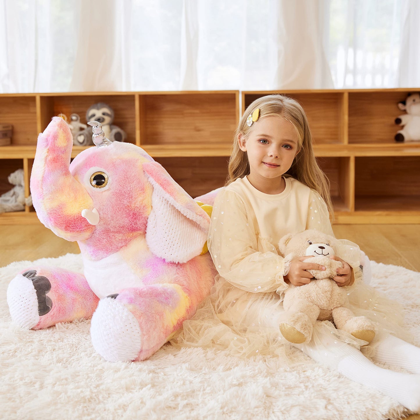 Earthsound Giant Elephant Unicorn Stuffed Animal Plush Toy,Large Jumbo 30'' Big Size Soft Toys,Cute Huge Fluffy Plushy Fat Plush