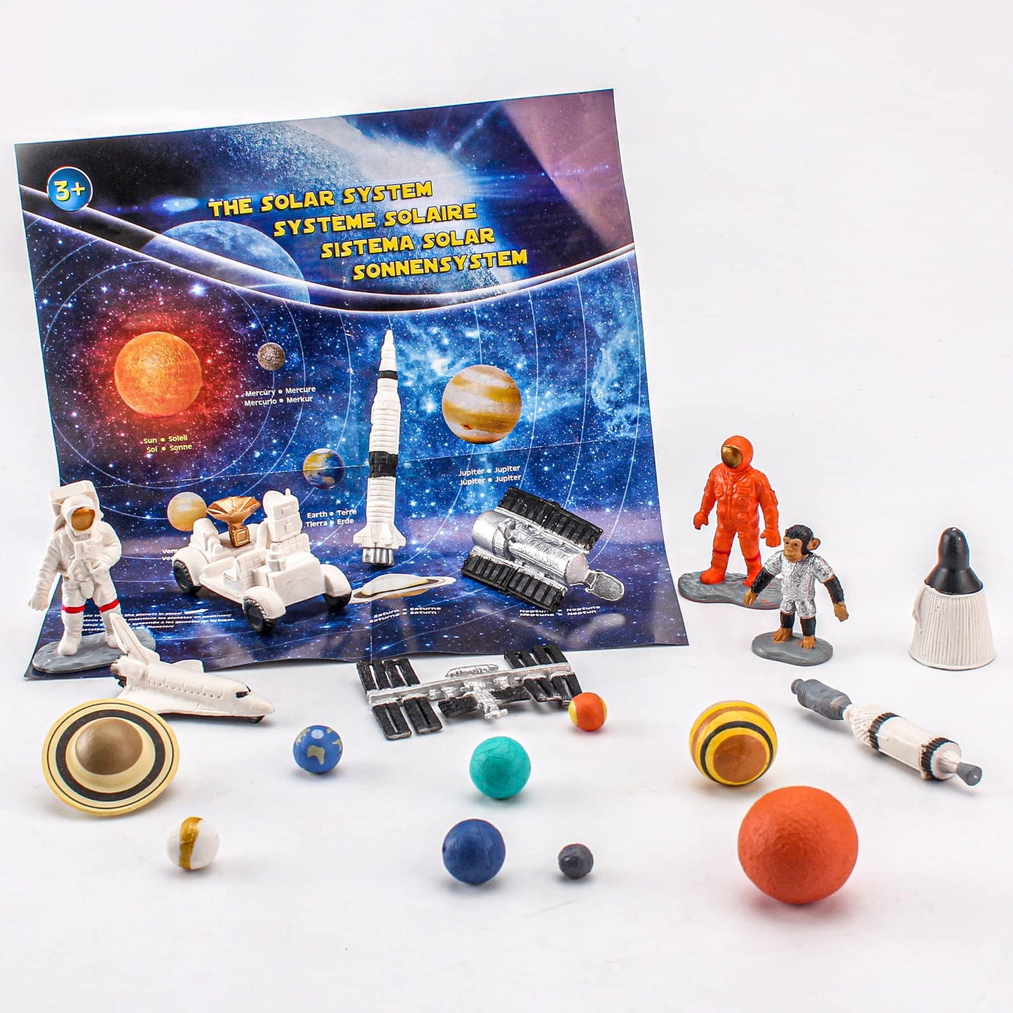 19PCS Planets Solar System Astronaut Figure Toy Children Solar Power Kit Space Exploration Spaceman Science Kit for Kids Party B