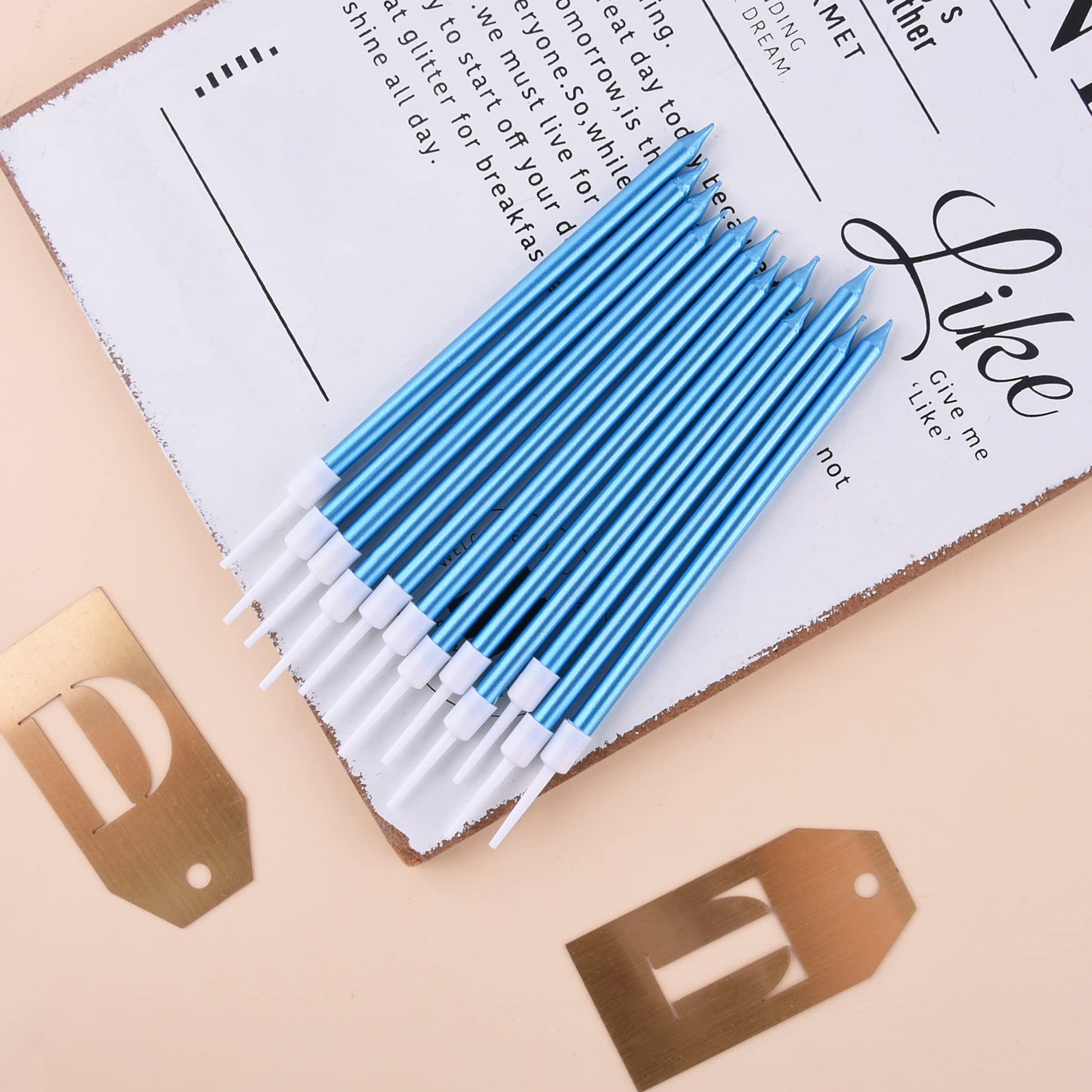 PHD CAKE 24-Count Blue Long Thin Metallic Birthday Candles, Cake Candles, Birthday Parties, Wedding Decorations, Party Candles