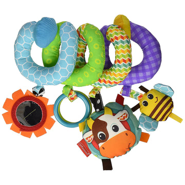 Infantino Stretch & Spiral Activity Toy - Textured Play Activity Toy For Sensory Exploration And Engagement, Ages 0 And Up, Blue Farm, 1 Count (Pack Of 1)