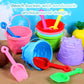 Didaey 65 Set 130 Pcs Beach Sand Buckets and Shovels, Include 65 Sand Pail Bucket 6 Colors with Castle Design Inside and 65 Shov