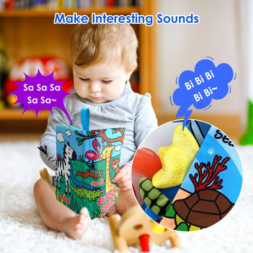 Wesote Baby Cloth Books 2Pcs High Contrast Sensory Crinkle Books For Babies Tummy Time Early Learning Infant Toys For 0-18 Month