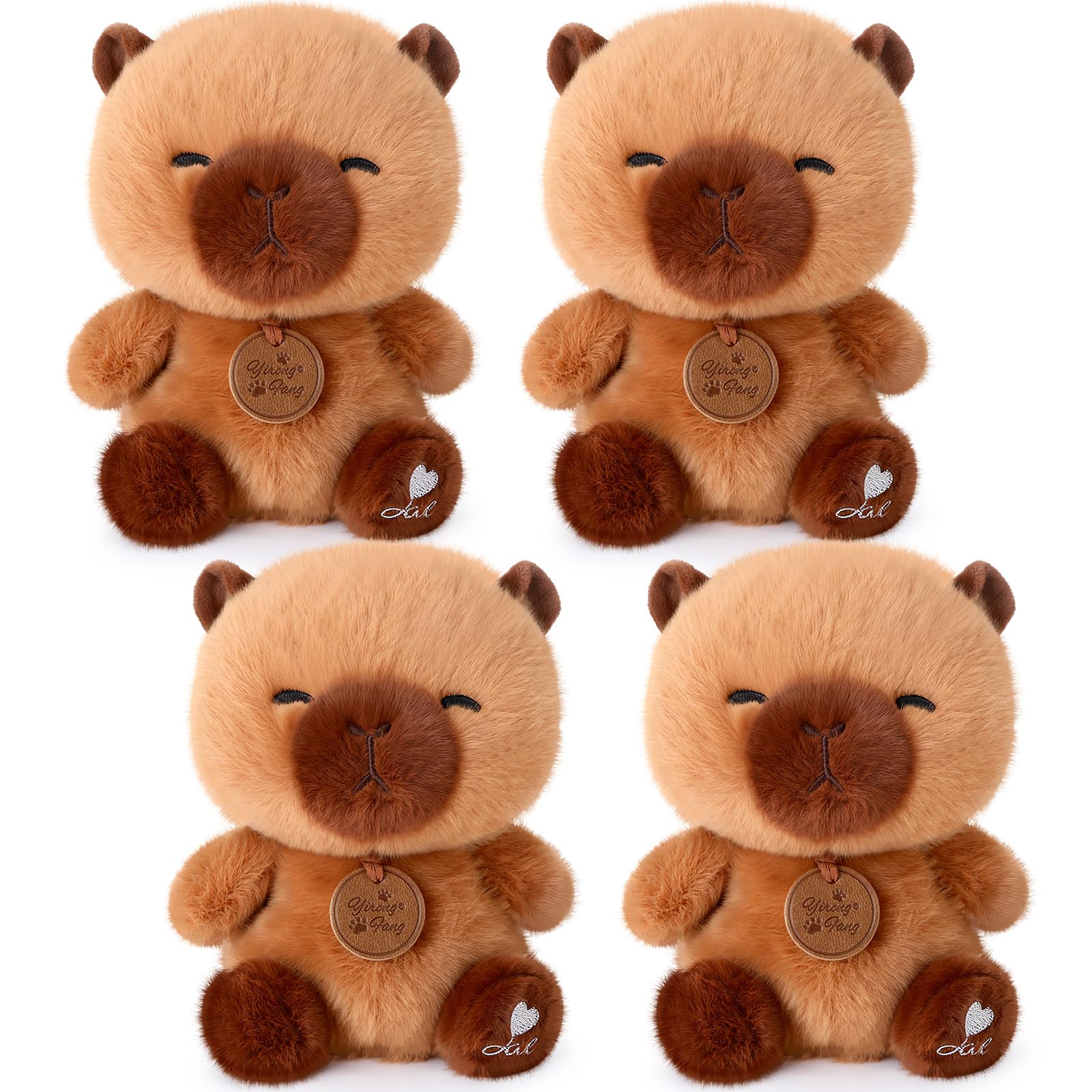 Aoriher 4 Pcs Capybara Stuffed Animal Mini Plush Capybara Gift Small Plushies Doll Birthday Gift Plush Set for Animal Theme Part