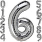 DTDO 40" Silver 6 Number Balloon - Big Foil Mylar for 6th Birthday Party Decorations, Aluminum, Perfect for Boys & Girls