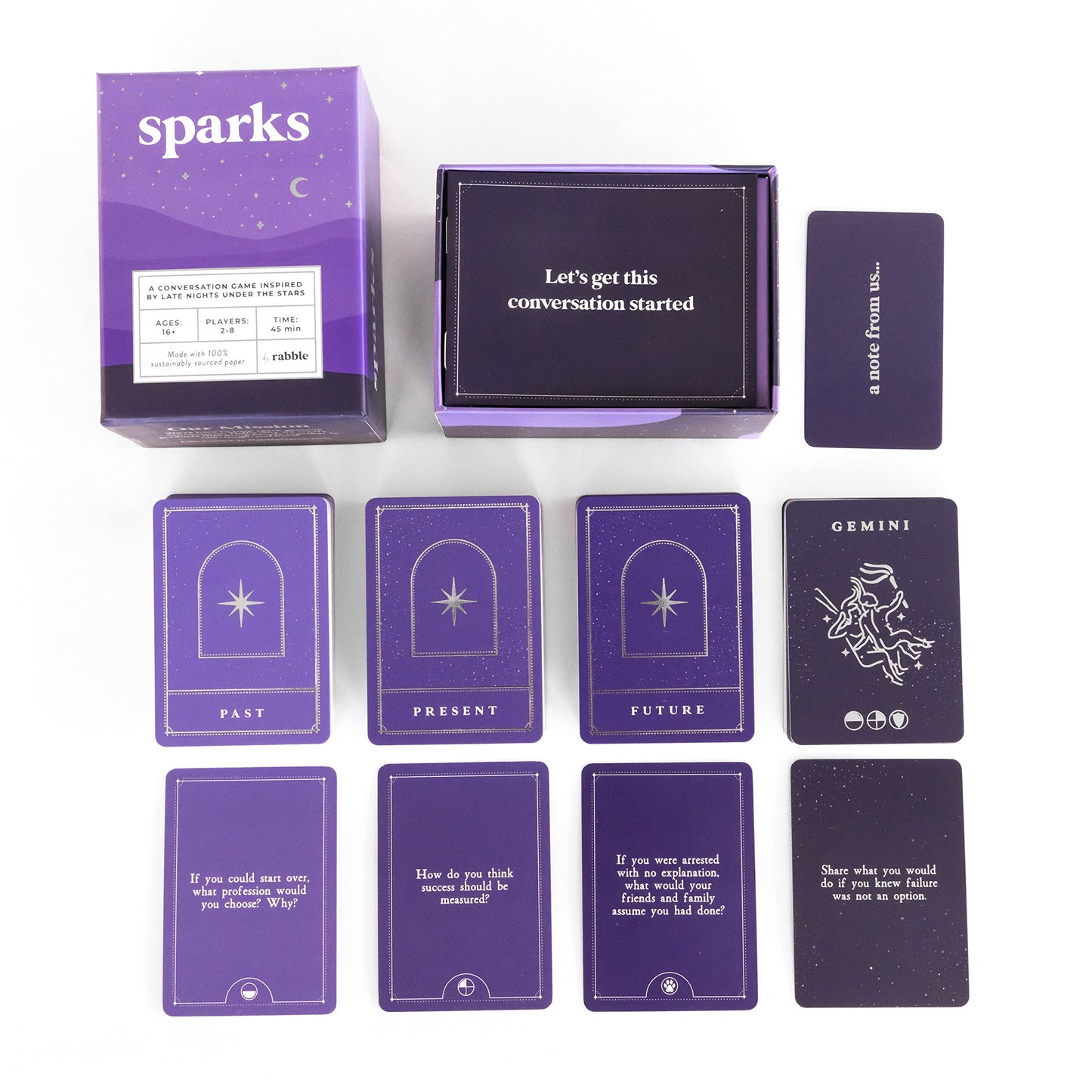 Rabble Sparks Conversation Game for 2-8 Players - Multicolor Card Game for Couples, Friends, and Family, Made of Paper