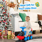 Honey Joy Ride On Train With Tracks, 6V Battery Powered Electric Ride On Toy For Kids, 16 Pcs Tracks, Flashing Lights & Music, Storage Seat, Playable Without Tracks, Gift For Boys Girls (Navy Blue)