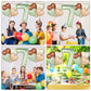 Biapian 40 Inch Sage Green Number 7 Balloons, 7Pcs Gaint Number 7 Balloon With 18'' Retro Foil Heart Balloons Helium For Neutral