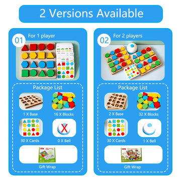 Pajojoqa Shape Matching Game Color Sensory Educational Toy, Geometric Shape Quick Matching Board Game Montessori Learning Toys F