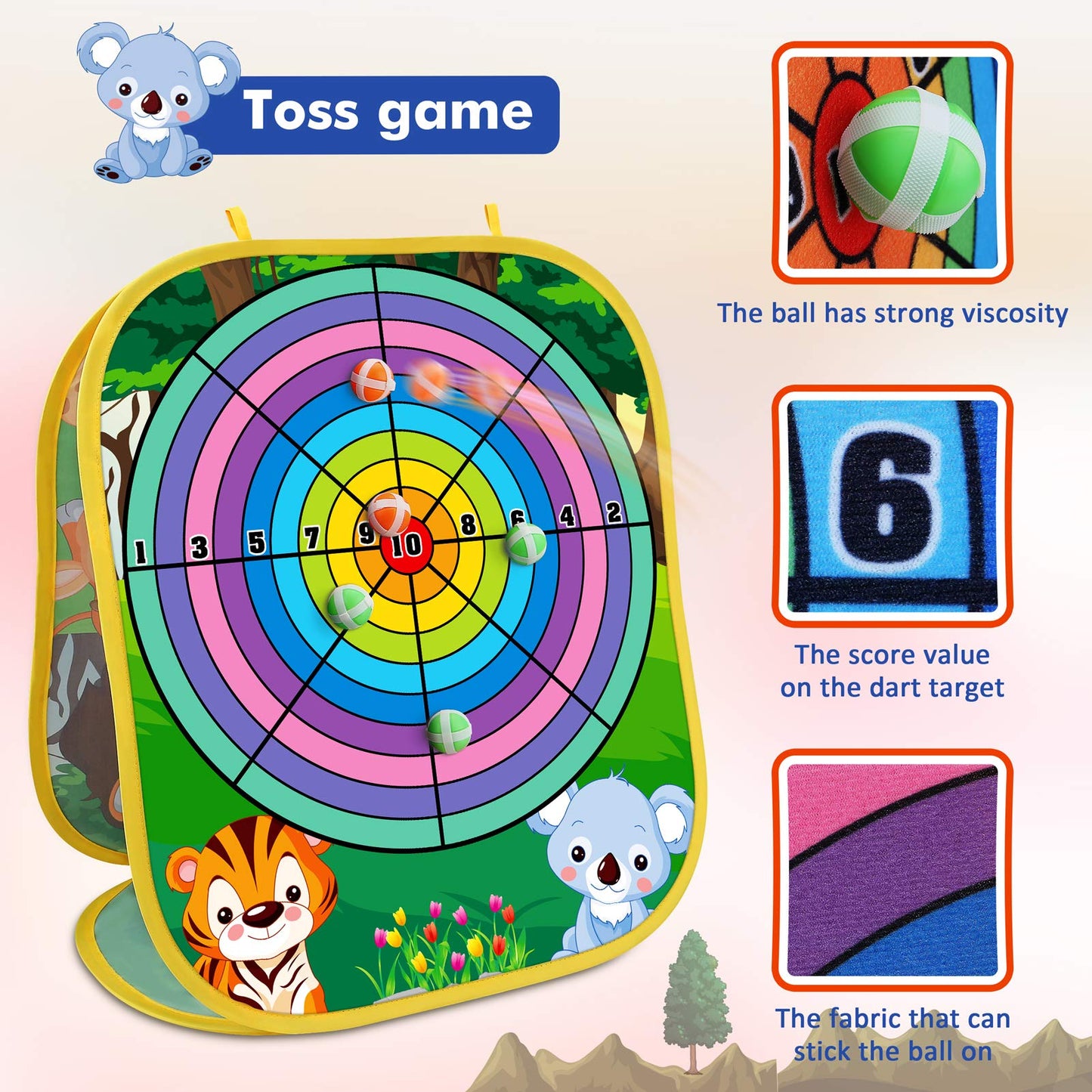 Toyk Animal Bean Bag Toss Game - Outdoor Family Party Toy for Kids, Ages 3-6, Model M003, Plastic
