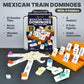 Queensell Mexican Train Dominoes Set With Numbers And 4 Holders - Wooden Hub And Tiles Holders - Double 12 With Numbers (D12 Num