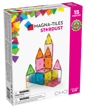 Magna-Tiles Stardust 15-Piece Magnetic Construction Set, The Original Magnetic Building Brand, 3-99 Years With 4 Mirrored Squares