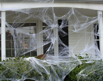 90Shine 1400Sqft Halloween Spider Web Decorations Outdoor - Fake Cobweb Spiderweb Webbing Indoor Party Decor With Black, Glow-In-The-Dark Spiders 100Pcs
