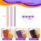 SHAOQINLIN 24Pcs Halloween Bead Necklace, Halloween Purple Black Orange Bead Necklaces, 33'' Metallic Beaded Party Necklaces for
