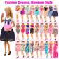 Barwa 57 Pcs Doll Clothes And Accessories Wedding Dresses Gown Fashion Dresses Mini Dresses Outfits Tops Pants Swimsuits Bikini