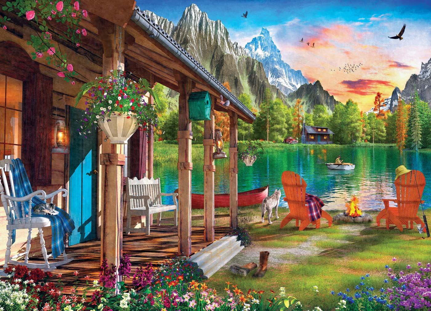Masterpieces 1000 Piece Jigsaw Puzzle For Adults, Family, Or Kids - Evening On The Lake - 19.25'X26.75'