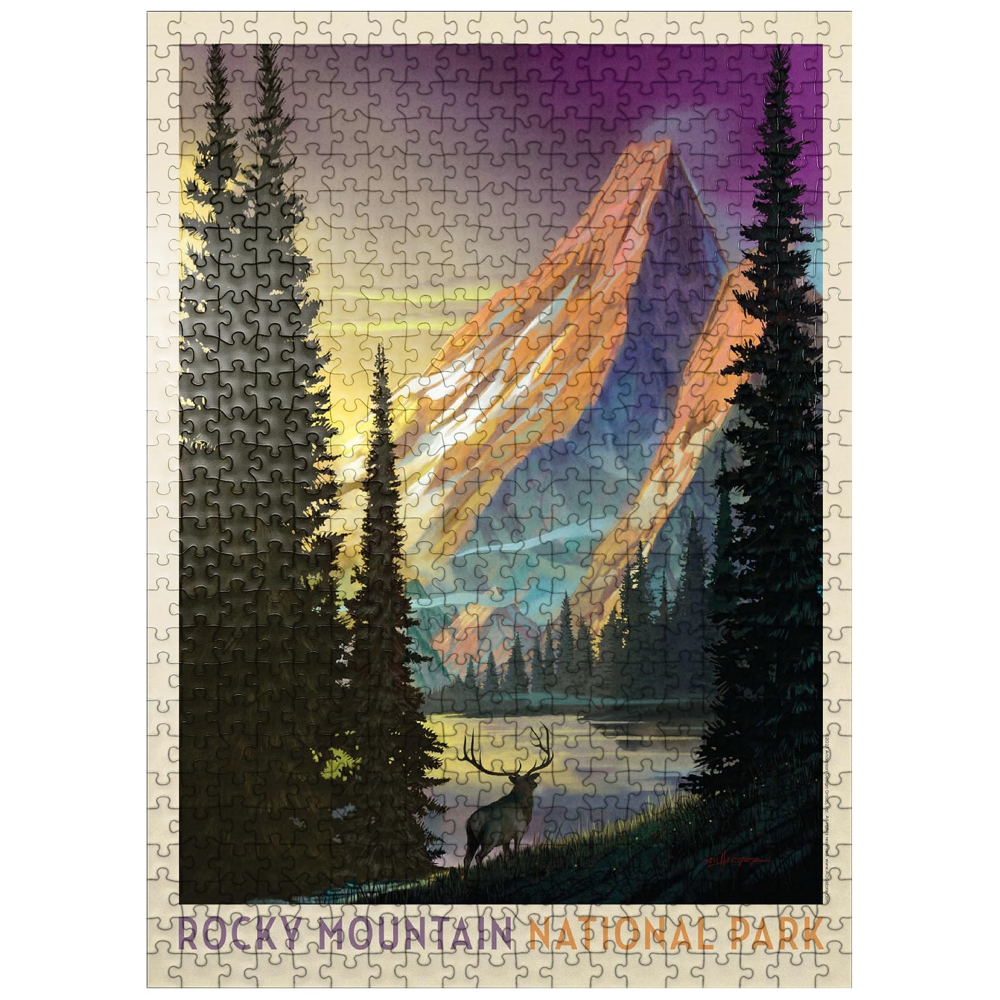 Mypuzzle Rocky Mountain National Park: Pyramid Peak, Vintage Poster - Premium 500 Piece Jigsaw Puzzle For Adults