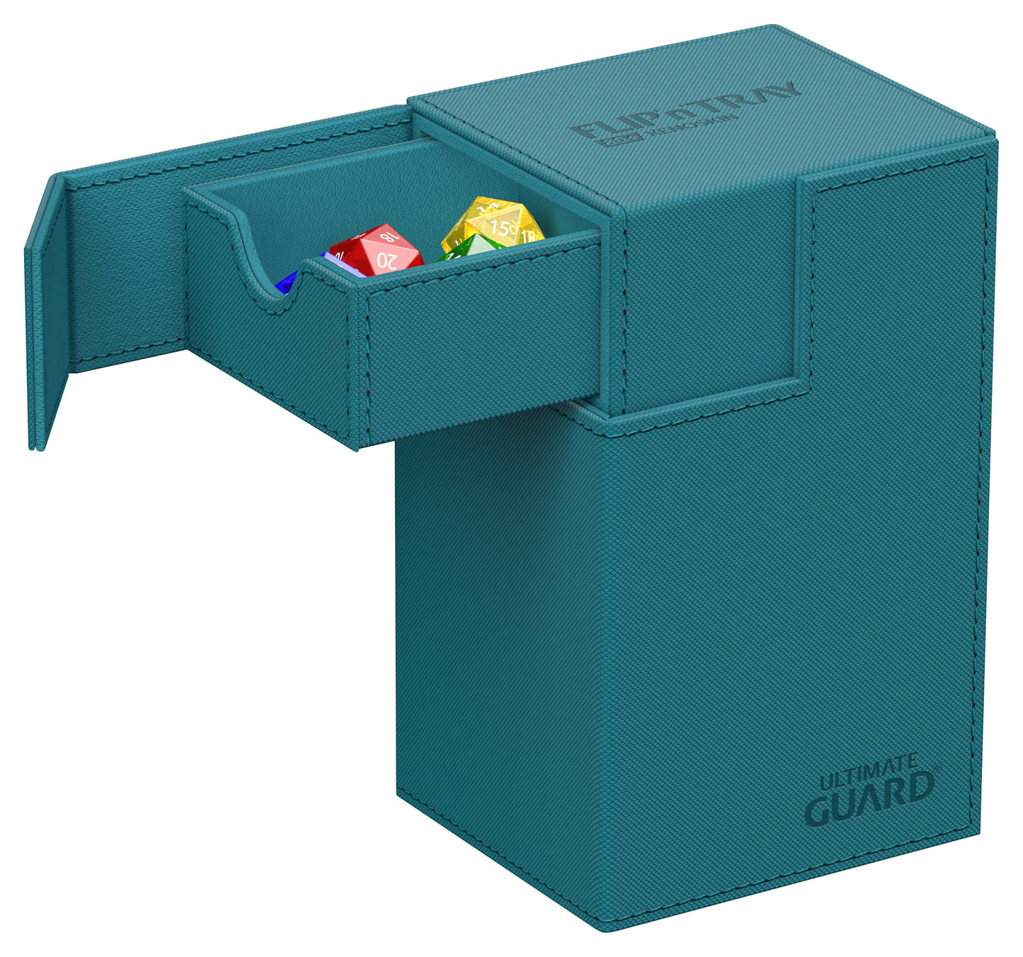 Ultimate Guard Flip'N'Tray 80+, Deck Case For 80 Double-Sleeved Tcg Cards + Dice Tray, Petrol, Independent Magnetic Closure & Microfiber Inner Lining