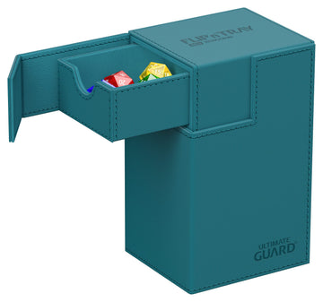 Ultimate Guard Flip'N'Tray 80+, Deck Case For 80 Double-Sleeved Tcg Cards + Dice Tray, Petrol, Independent Magnetic Closure & Microfiber Inner Lining