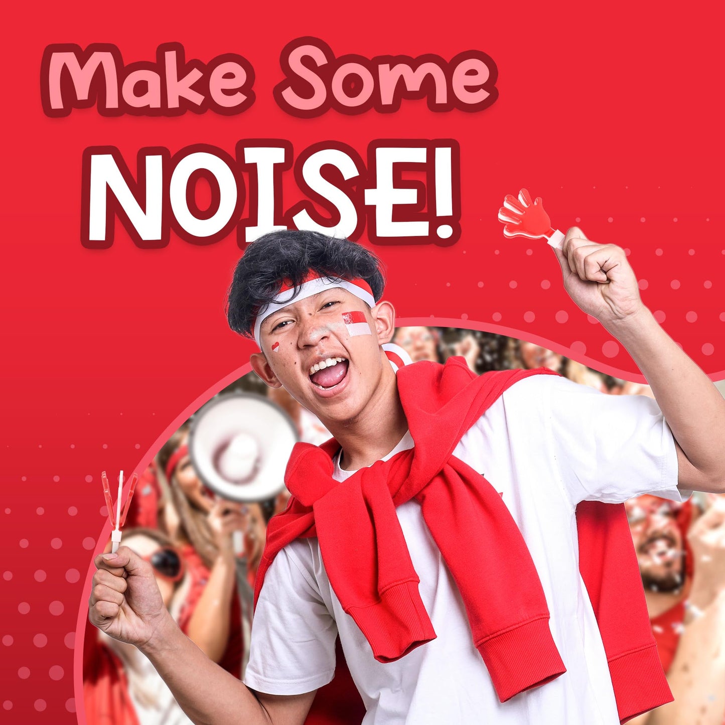 Windy City Novelties 12-Pack Red & White 7'' Inch Mini Hand Clappers Noisemakers In Bulk