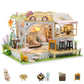 Kisoy Dollhouse Miniature with Furniture Kit  Handmade DIY House Model for Teens mature-themed Gift (Cat Cafe Garden)
