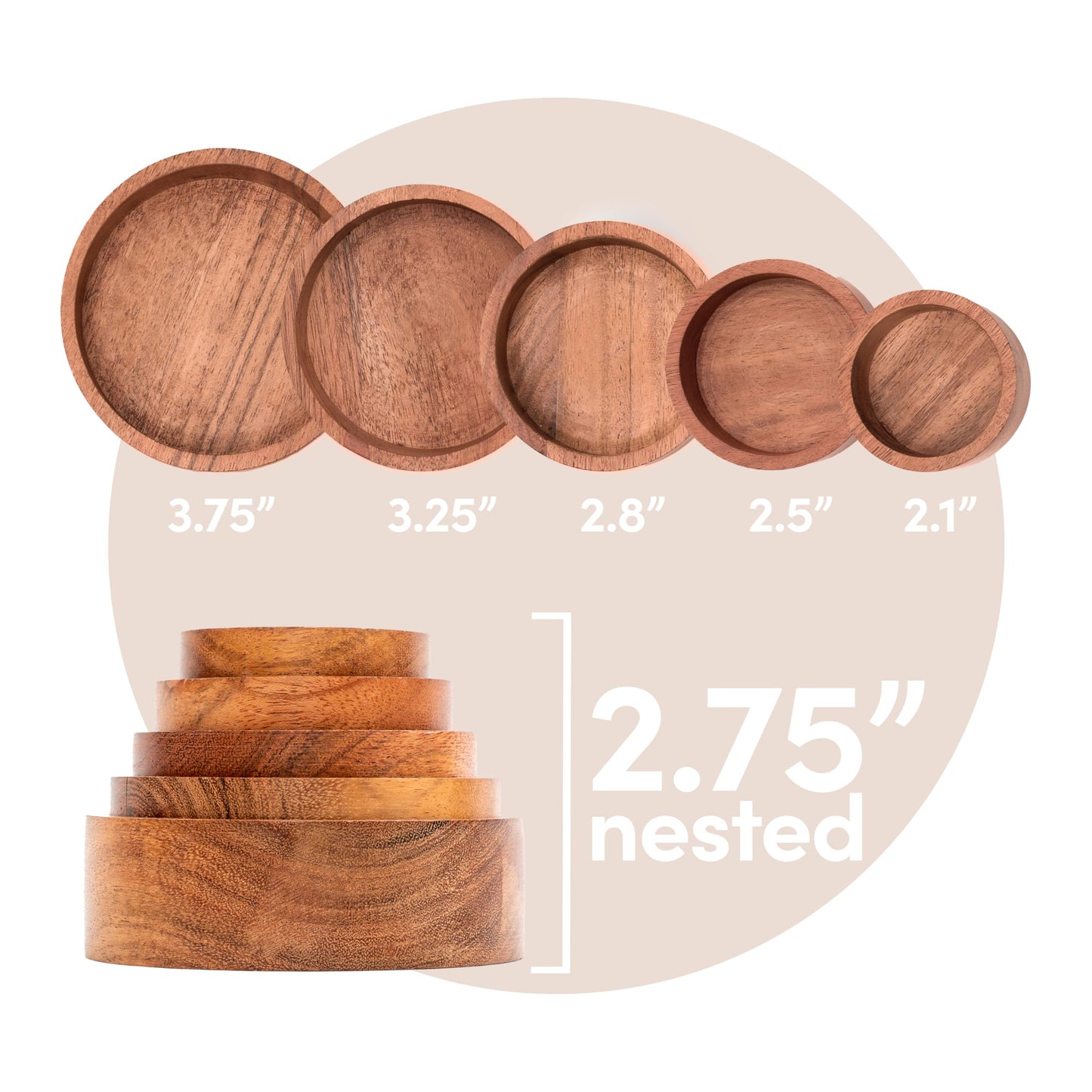 KOOKAROO Wooden Stacking Bowls - Montessori Nesting Toy for Sensory Play & Fine Motor Skills  Natural Acacia Wood