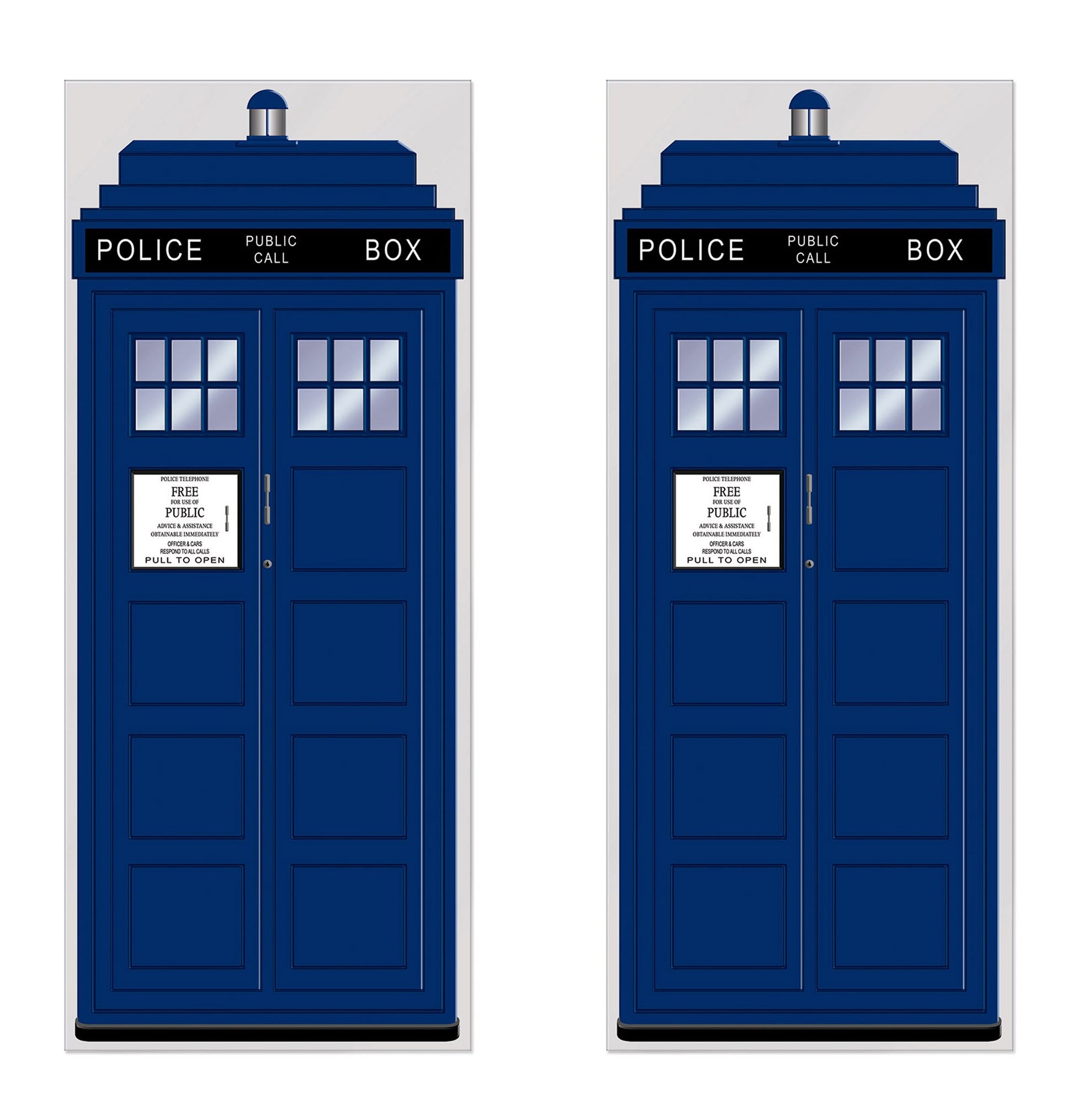 Beistle Plastic Blue Police Call Box Door Covers, 6 x 30, Set of 2 - British Themed Party Supplies, Crime Scene Decorations, La