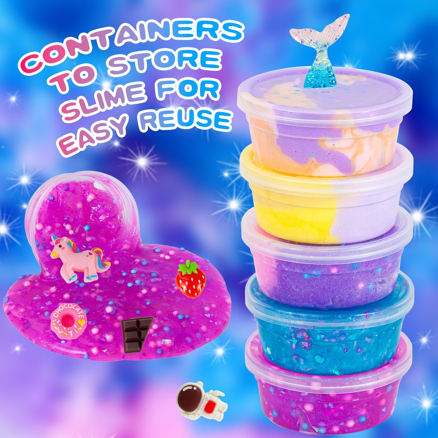 All In One Galaxy Slime Kit, Party Favor Gifts Slime Stress Relief Toy Scented Sludge Toy For Kids,Slime Add-Ins,Non Stick Slime Toys Birthday Halloween