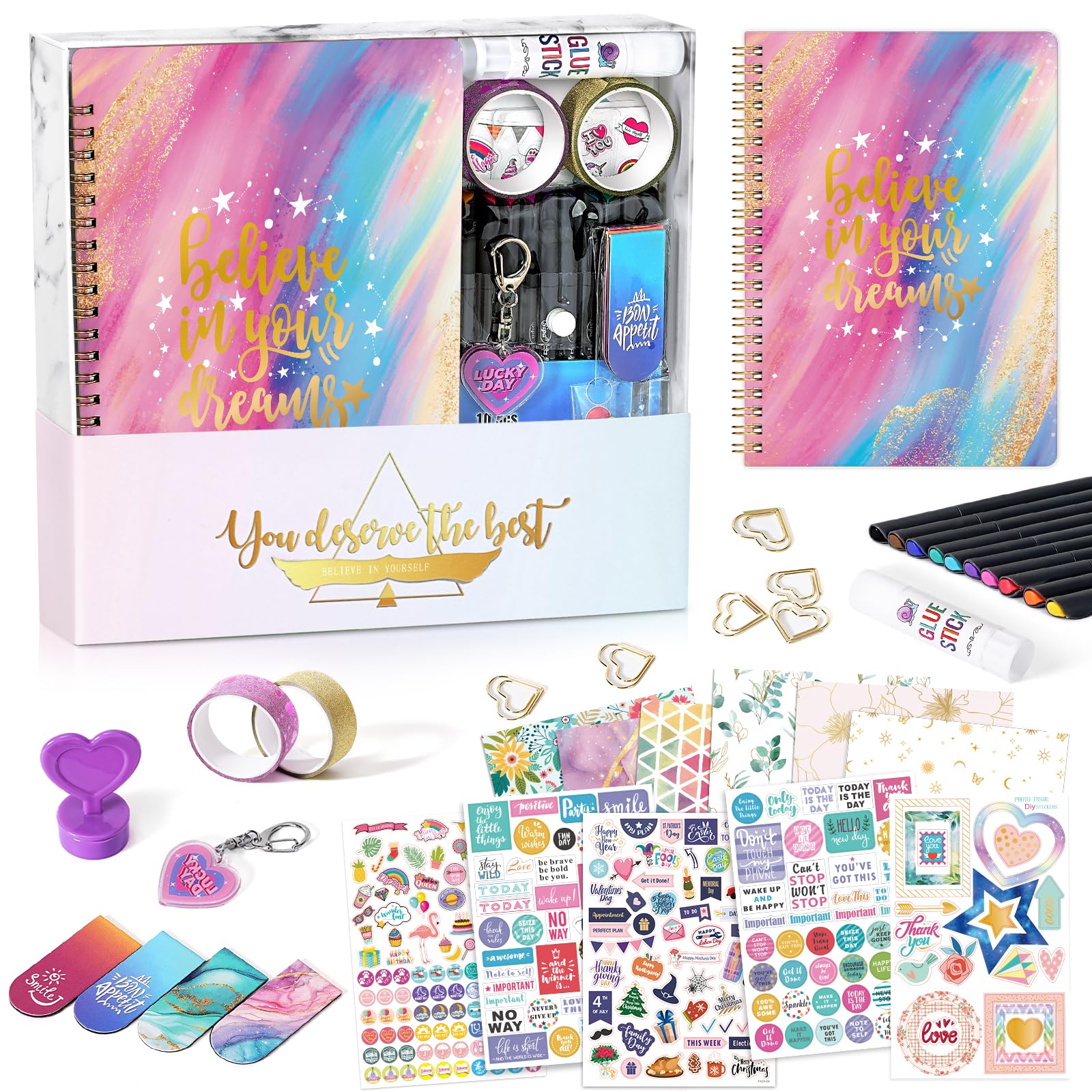 Lortarl Diy Journal Kit - Diy Journal Set, Scrapbook & Diary Supplies Set, Journaling Art Crafts Kit