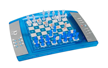 Lexibook Chesslight®, Electronic Chess Game With Touch-Sensitive Keyboard And Light And Sound Effects, 32 Pieces, 64 Levels Of Difficulty, Battery Or Plug, Blue/Grey, Lcg3000