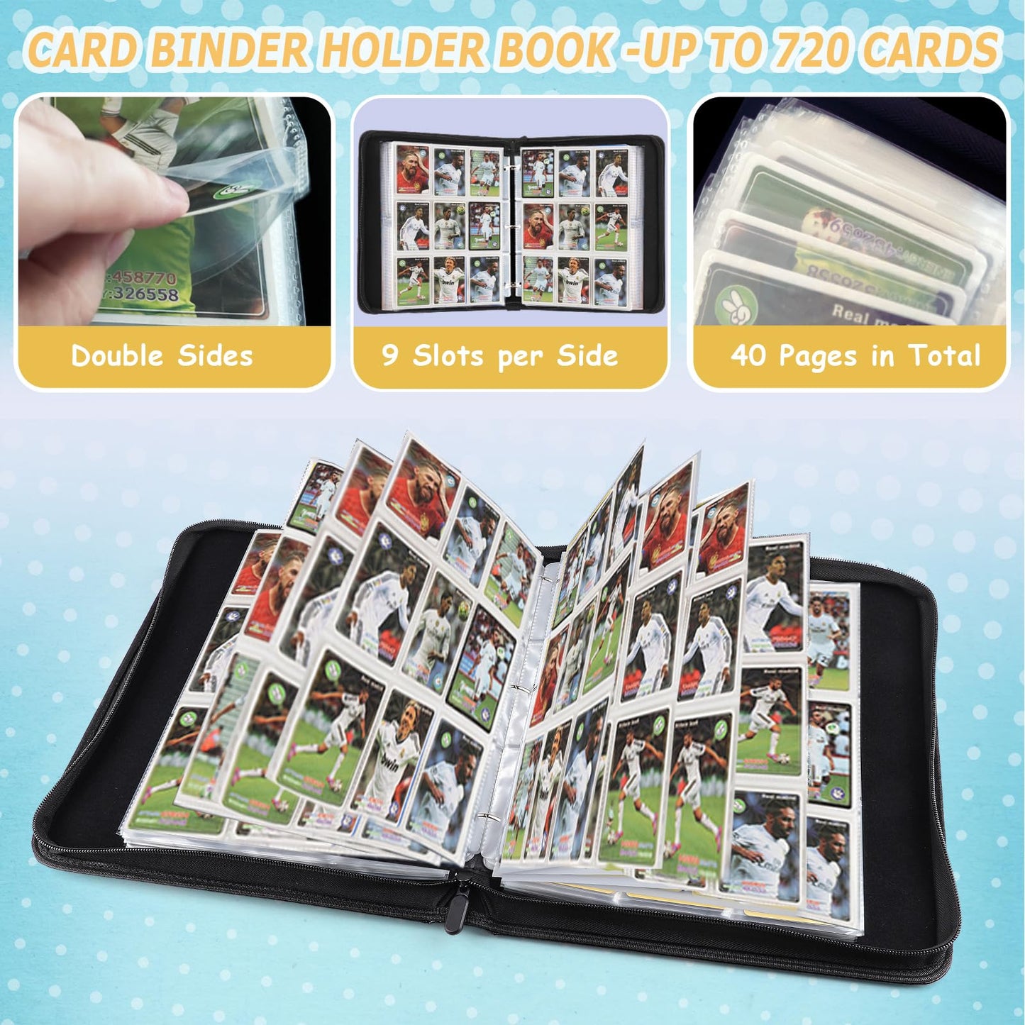 yugioh card holder book MTGPRO Trading Card Binder 9 Pocket Card Binder with Sleeves 720 Doubl – Toytooth