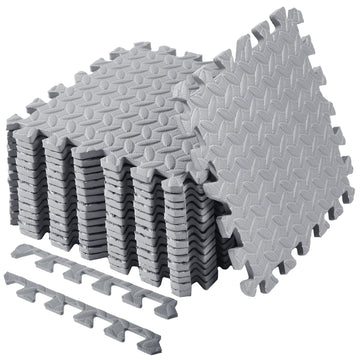 Shihanee Foam Floor Baby Tiles Foam Floor Mats Play Mats Bulk With Borders Interlocking For Kids Baby Playroom Nursery Gym (Gray