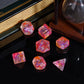 Udixi 7-Die Polyhedral Dice Set With Glitter And Orange Swirls Dnd Dice For Dungeons And Dragons Role Playing Games (Red Orange)