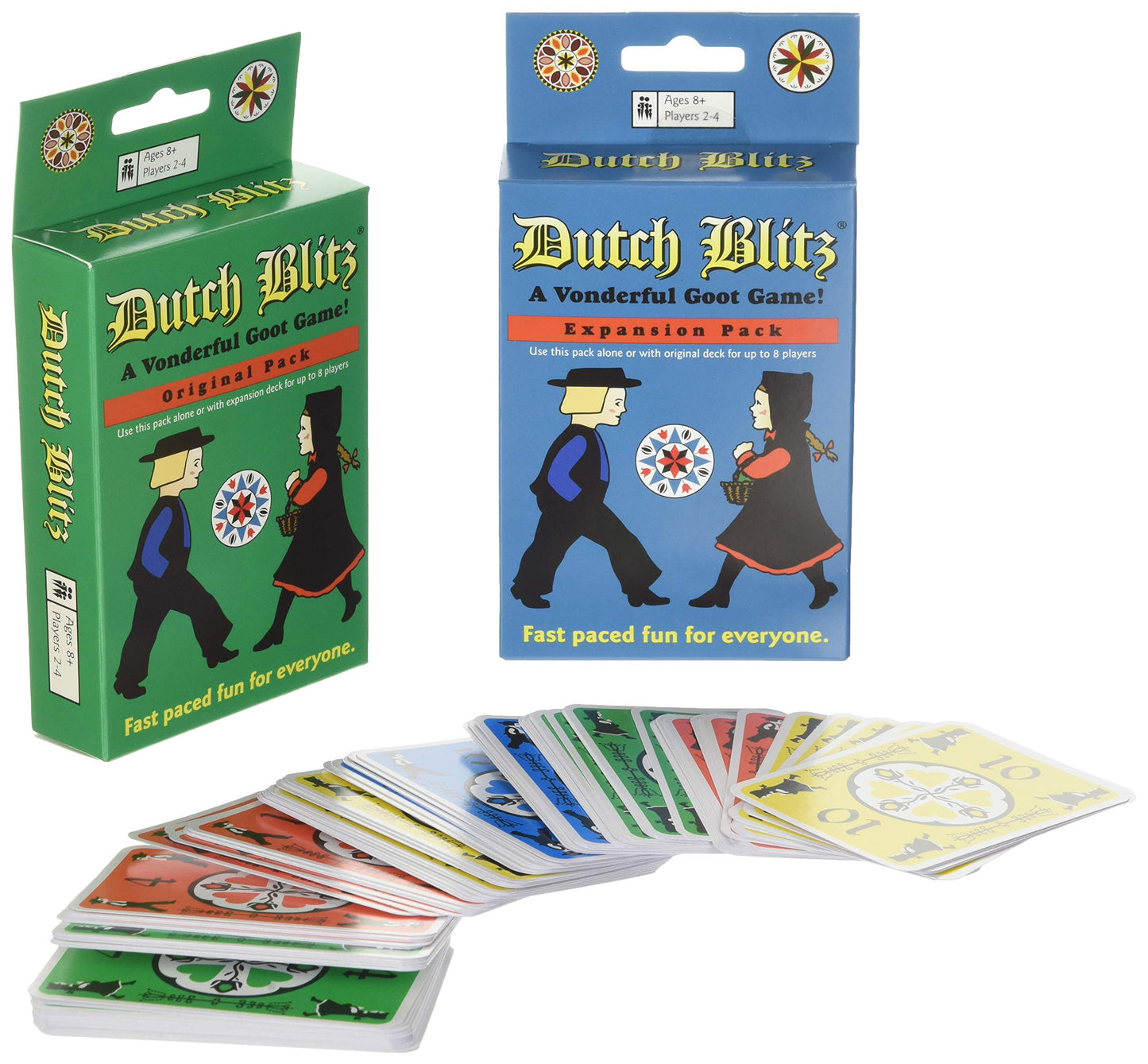 Dutch Blitz Fast Paced Card Game Combo - Premium Pack, New Blue, Model DB100, Fun for 2-4 Players, Ages 8+
