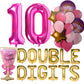 Atpata Funky 10Th Birthday Foil Balloons Decoration Party Supplies For Celebrating The Double Digit Milestone (Pink Gold)