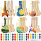 Syhood 36 Pcs 18 Sets DIY Wood Guitar for Kids (6 Difference Designs) with Pigments (6 Colors), Christmas Kids Gift for Boys Gir