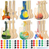 Syhood 36 Pcs 18 Sets DIY Wood Guitar for Kids (6 Difference Designs) with Pigments (6 Colors), Christmas Kids Gift for Boys Gir