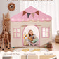 Besrey Kids Play Tent, Kids Playhouse 2 In 1 With Padded Mat And Lights, Large Play Tent With 2 Doors & 4 Windows, Kids Play Tent Indoor & Outdoor, Christmas Toddler Tent For Kids, 51' X35' X 51'