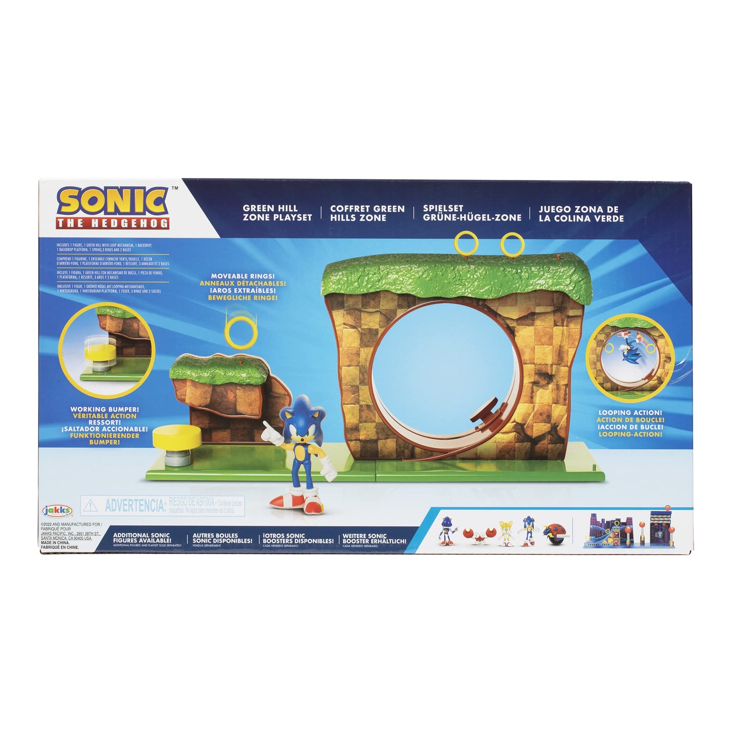 Sonic The Hedgehog Playset with 2.5" Sonic Figure - Green Hill Zone, Plastic, Model 403934-4-RF2