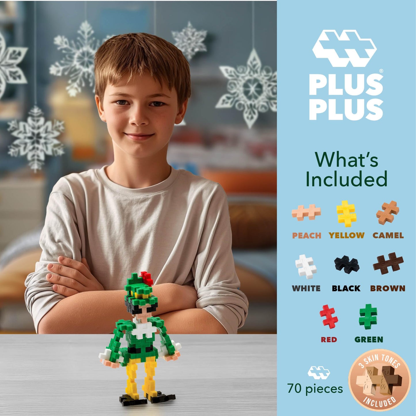 PLUS PLUS Mini Maker Tube - 70 Piece Elf Construction Toy, Plastic Interlocking Blocks for Kids, Model 4168736-Parent